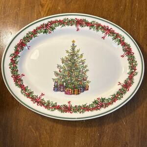 Traditions Holiday Celebrations by Christopher Radko Oval Platter 14.5” x11”